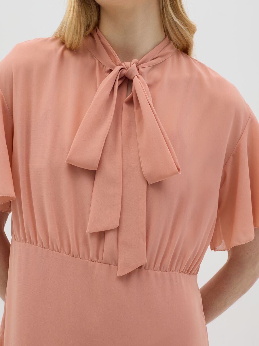 Pink georgette dress with bow_3