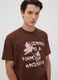 T-shirt marrone in puro cotone jersey con scritta regular fit_0