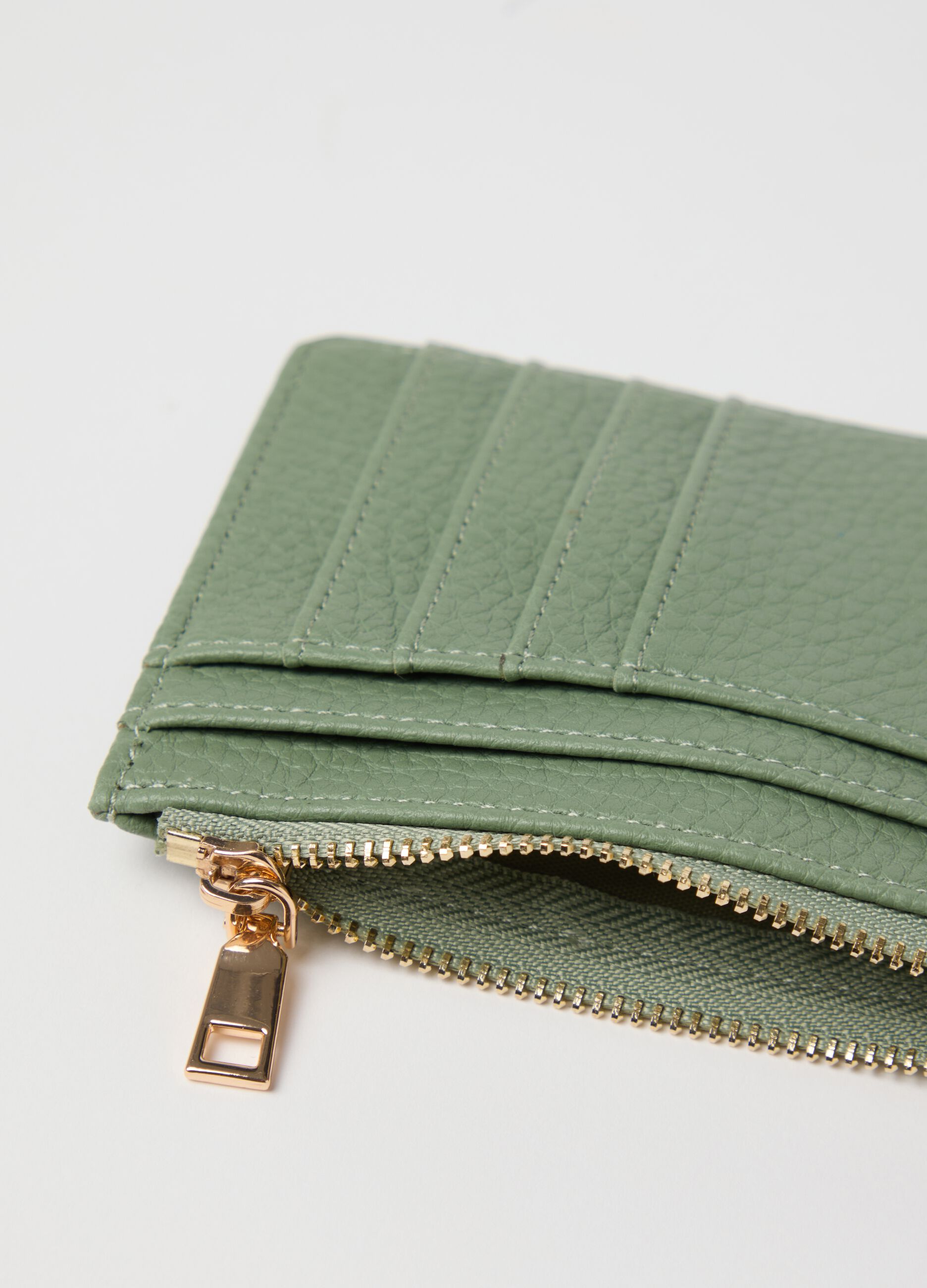 Green textured-effect credit card holder