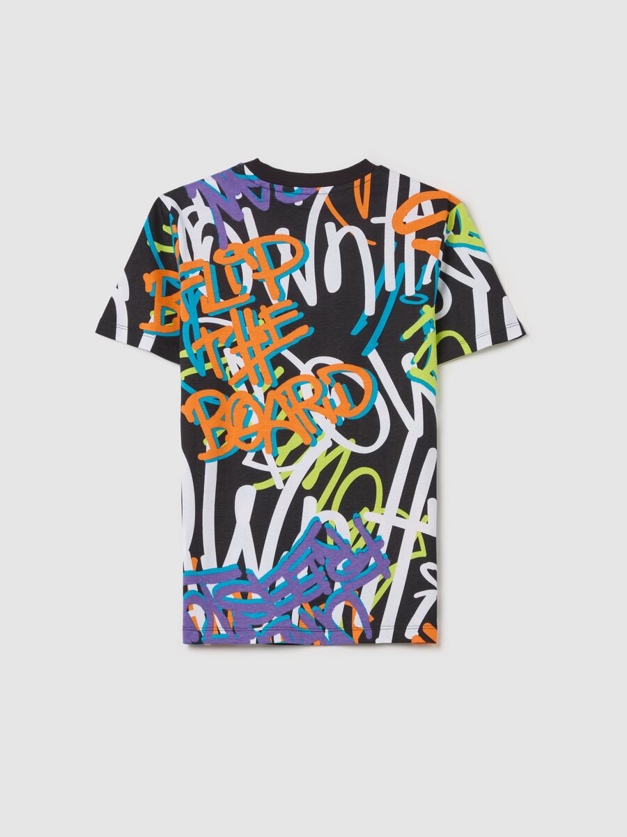 Cotton T-shirt with graffiti print_4