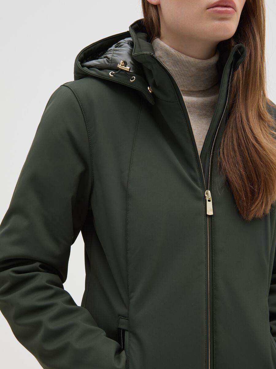 Giacca imbottita verde regular fit con zip e cappuccio_3