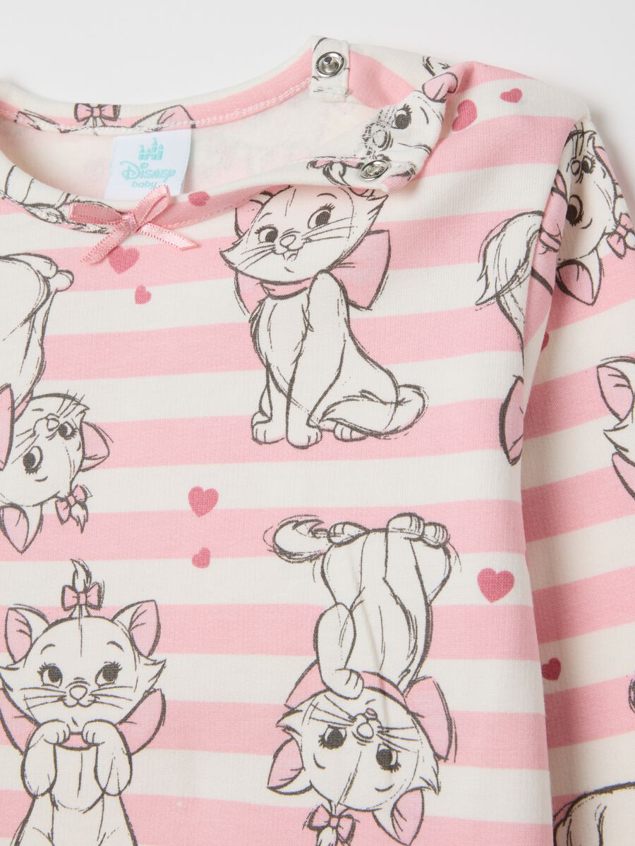 White and pink striped pure cotton baby pyjamas with Disney print_2