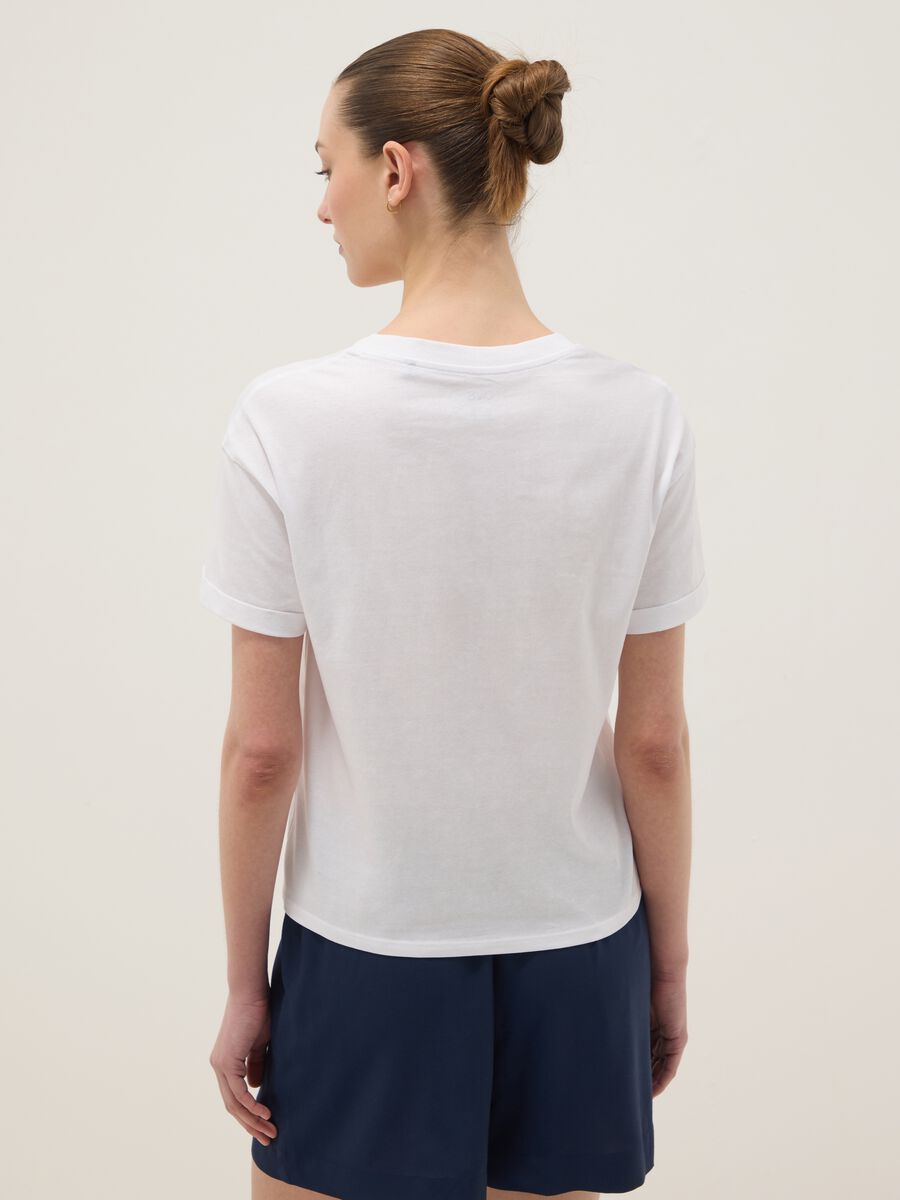 White pure cotton V-neck relaxed-fit T-shirt_3