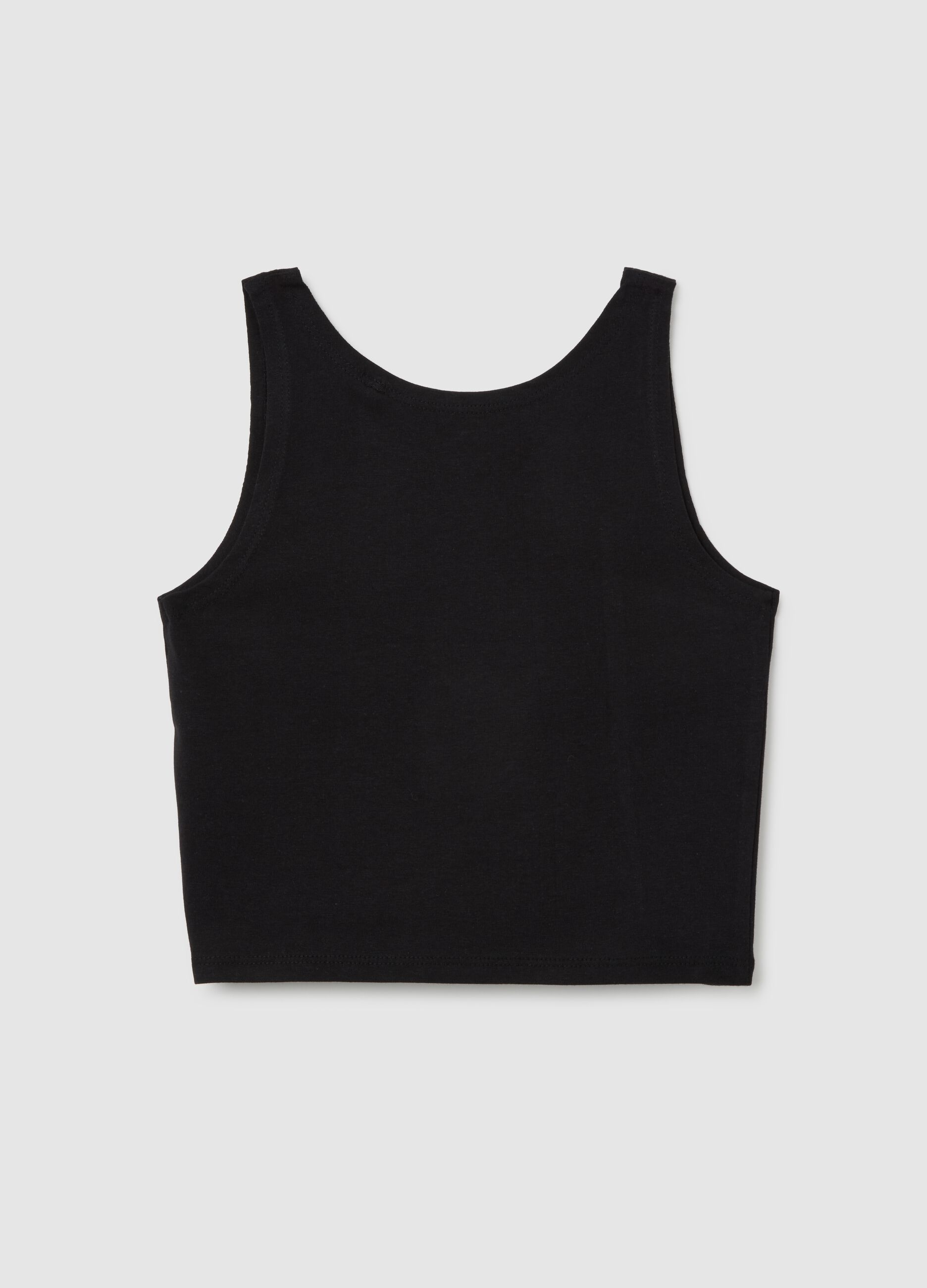 Girls' pure cotton black regular fit crop top