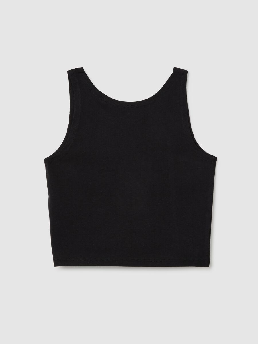 Girls' pure cotton black regular fit crop top_4