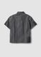 Grey pure cotton short-sleeve shirt with patch details for boys_1