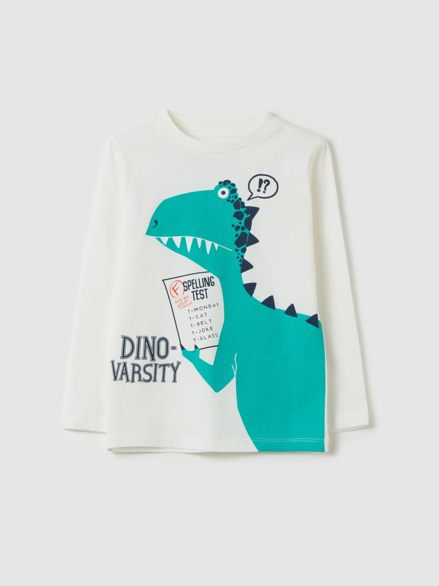 T-shirt with dinosaur print and long sleeves_0