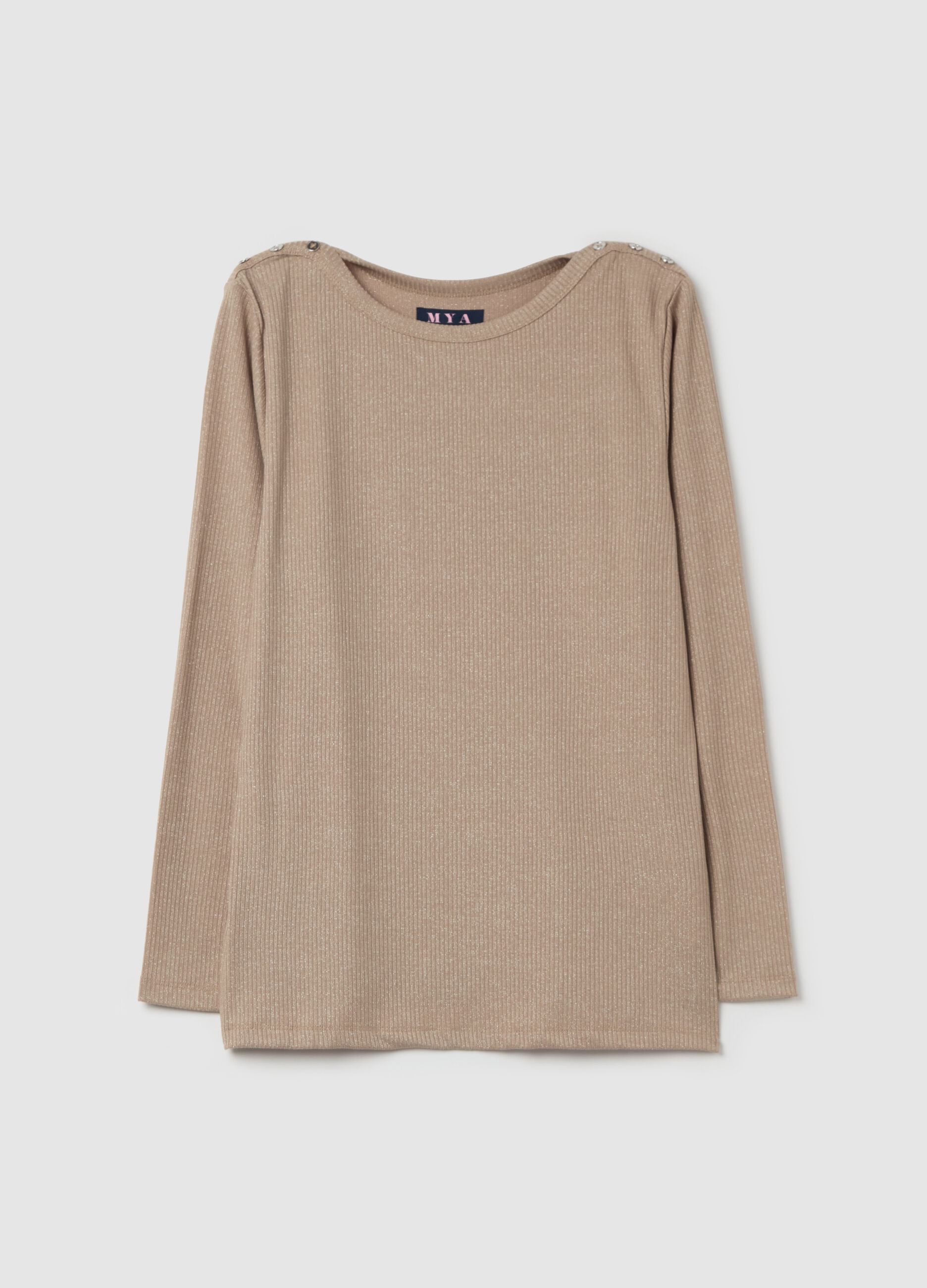 Curvy ribbed T-shirt in lurex