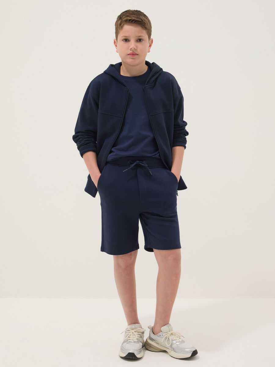 Shorts in puro cotone blu da ragazzo relaxed fit_0