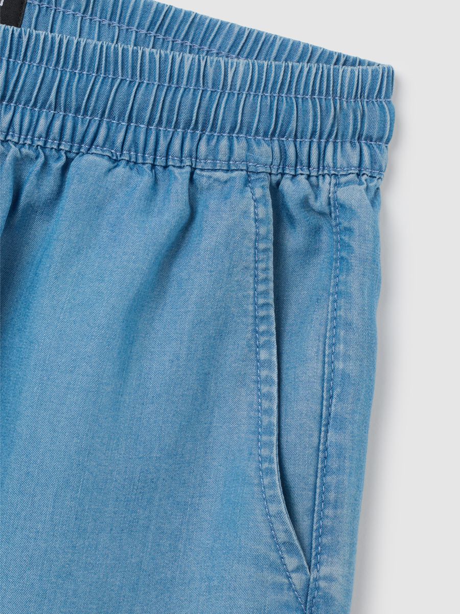 Women's Regular Fit Lyocell Blue Shorts_5