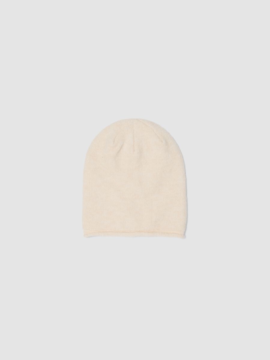 Cappello beige in tessuto elasticizzato jersey knit_0