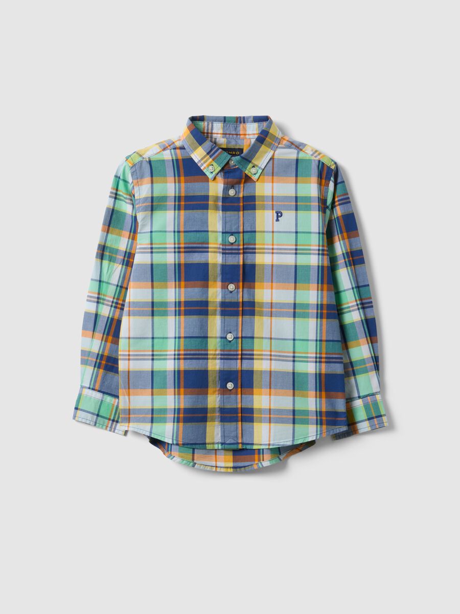 Kids' regular fit multicolor check pure cotton shirt_3