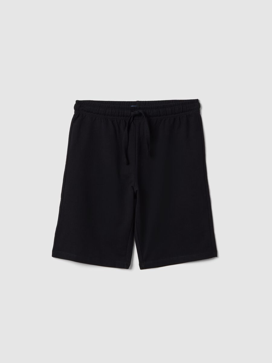 Boy's black pure cotton shorts with regular fit_3