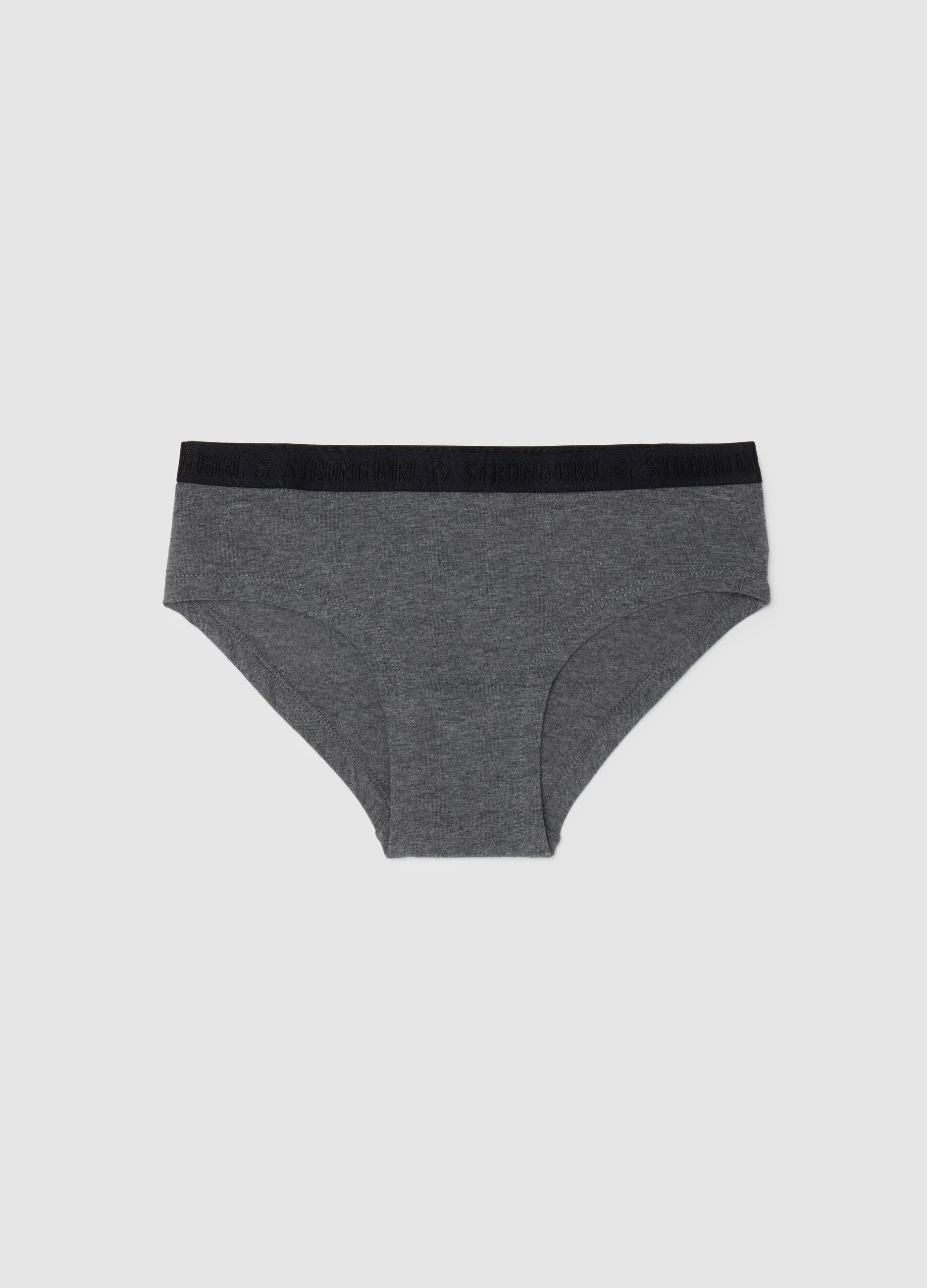 Girls' grey cotton briefs regular fit