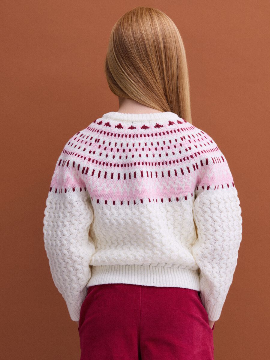 Maglione bianco girocollo in maglia jacquard regular fit_2