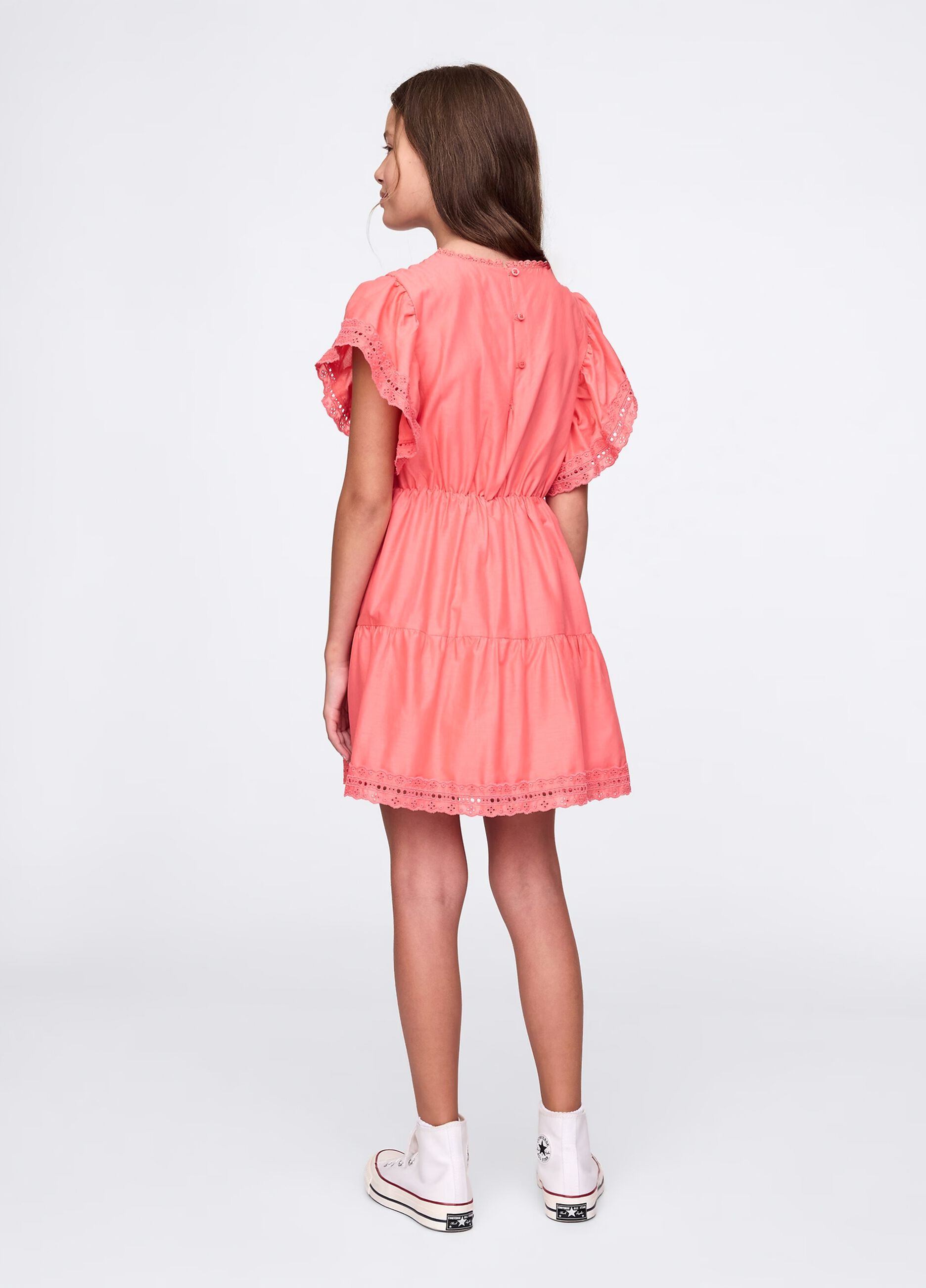 Pink dress with broderie anglaise details