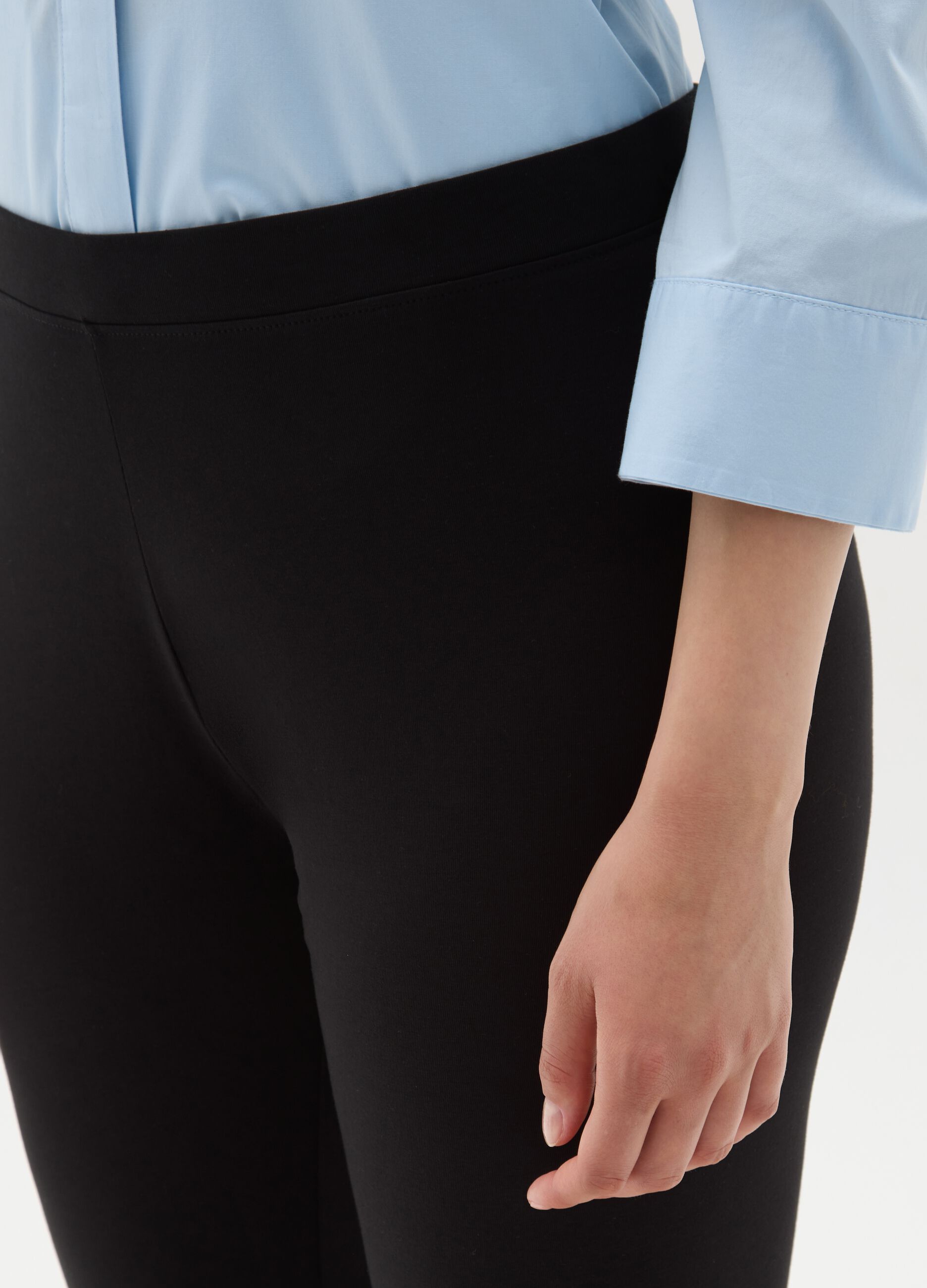 Leggings da donna in cotone elasticizzato nero skinny