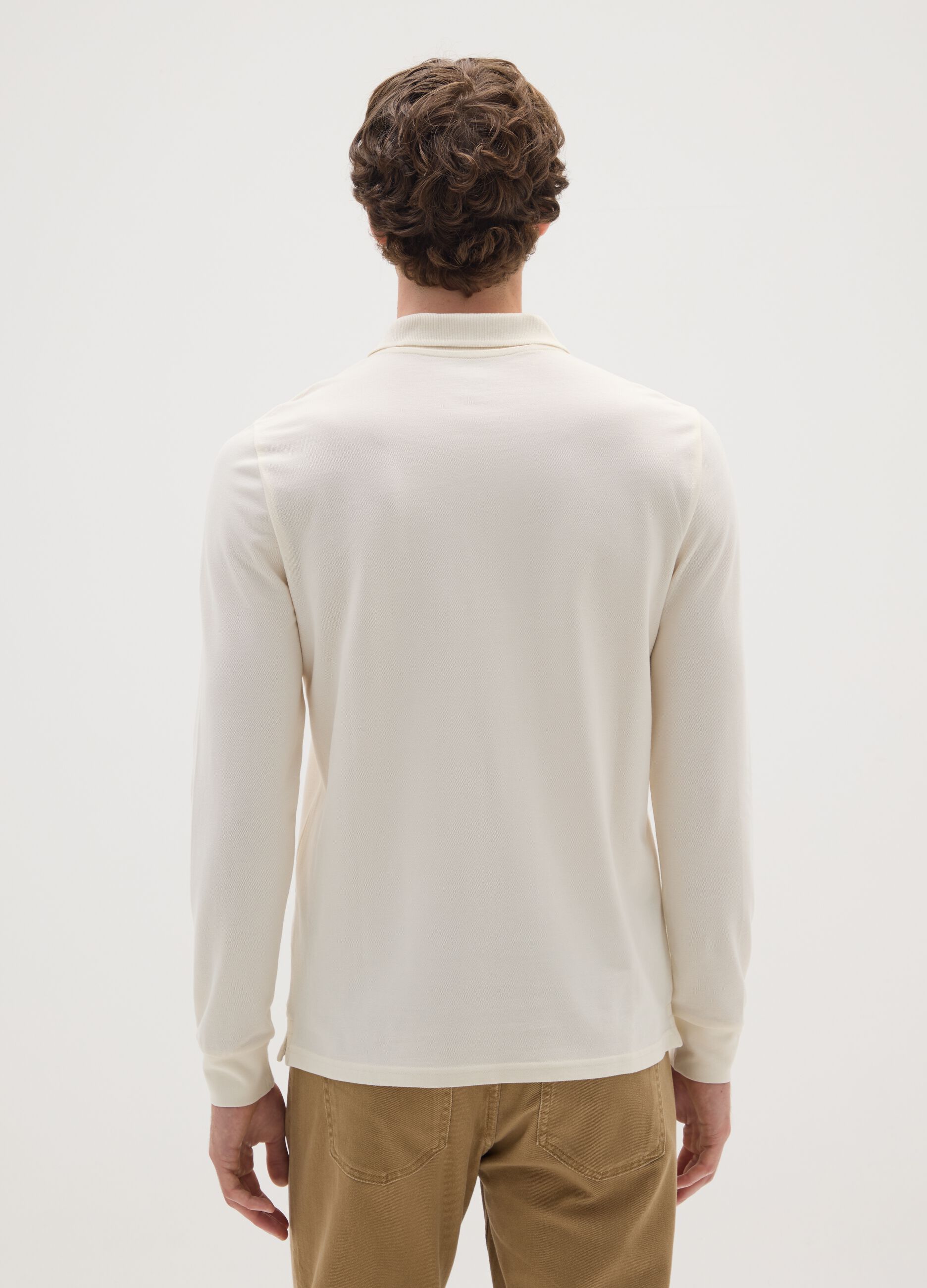 Beige pure cotton polo regular fit