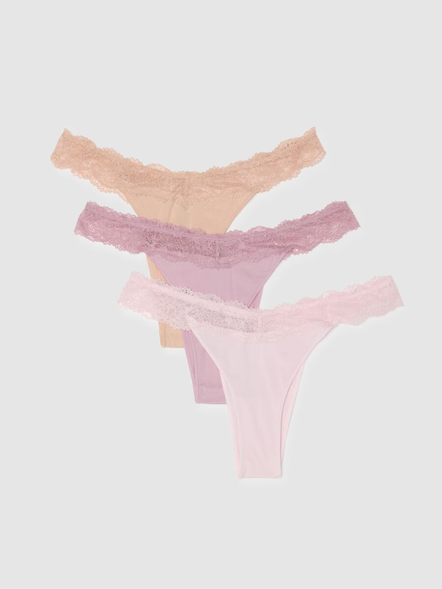 Tripack multicolour Brazilian briefs regular fit with lace details_4