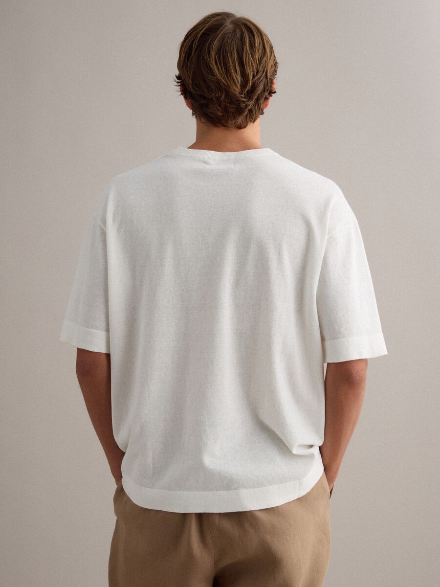 T-shirt bianca in puro cotone a maniche corte regular fit_4