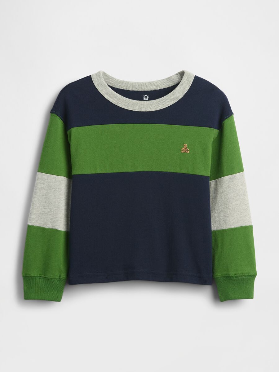Blue and green striped long-sleeve top_0