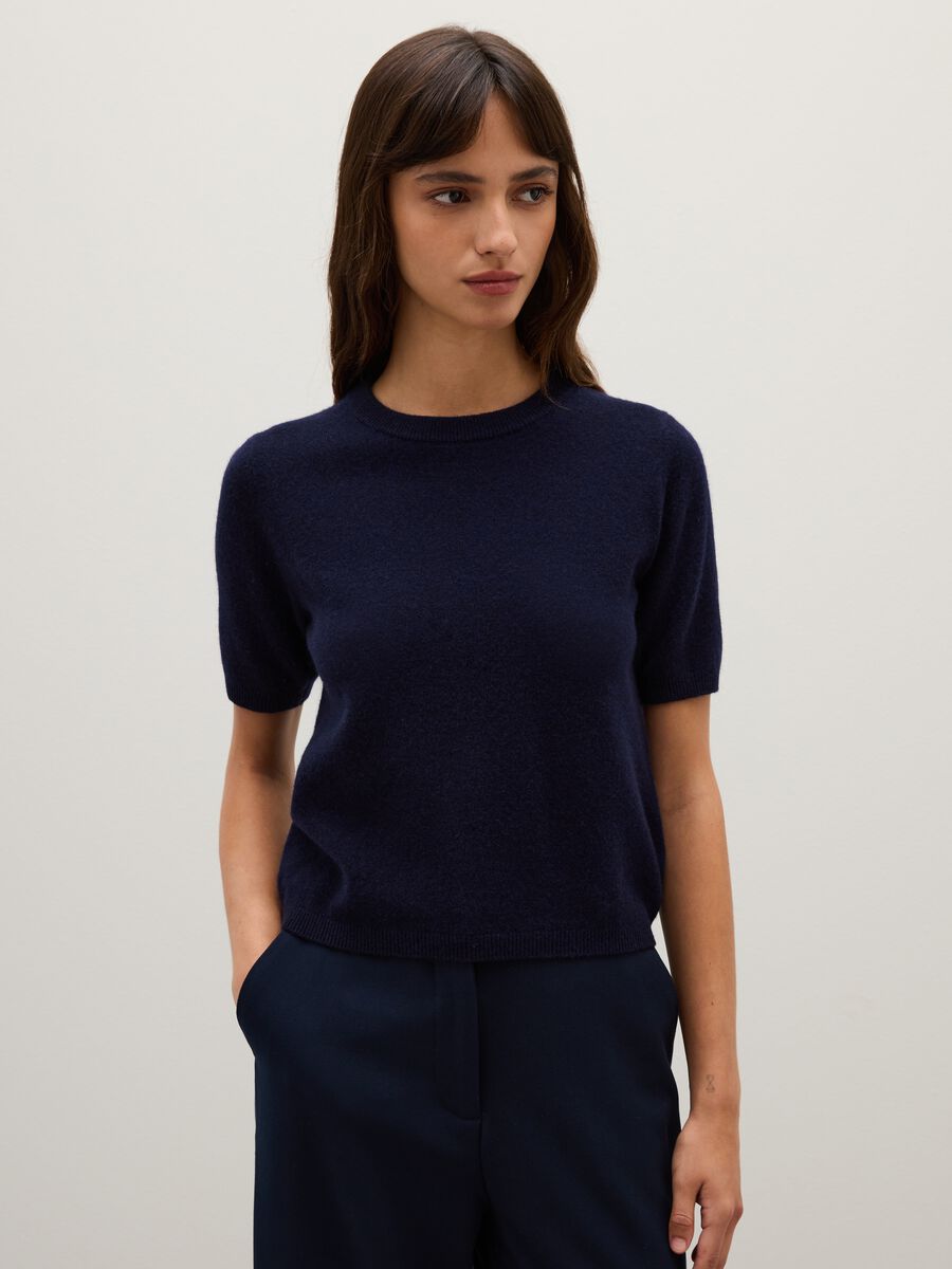 Maglione in pura lana blu regular fit_0