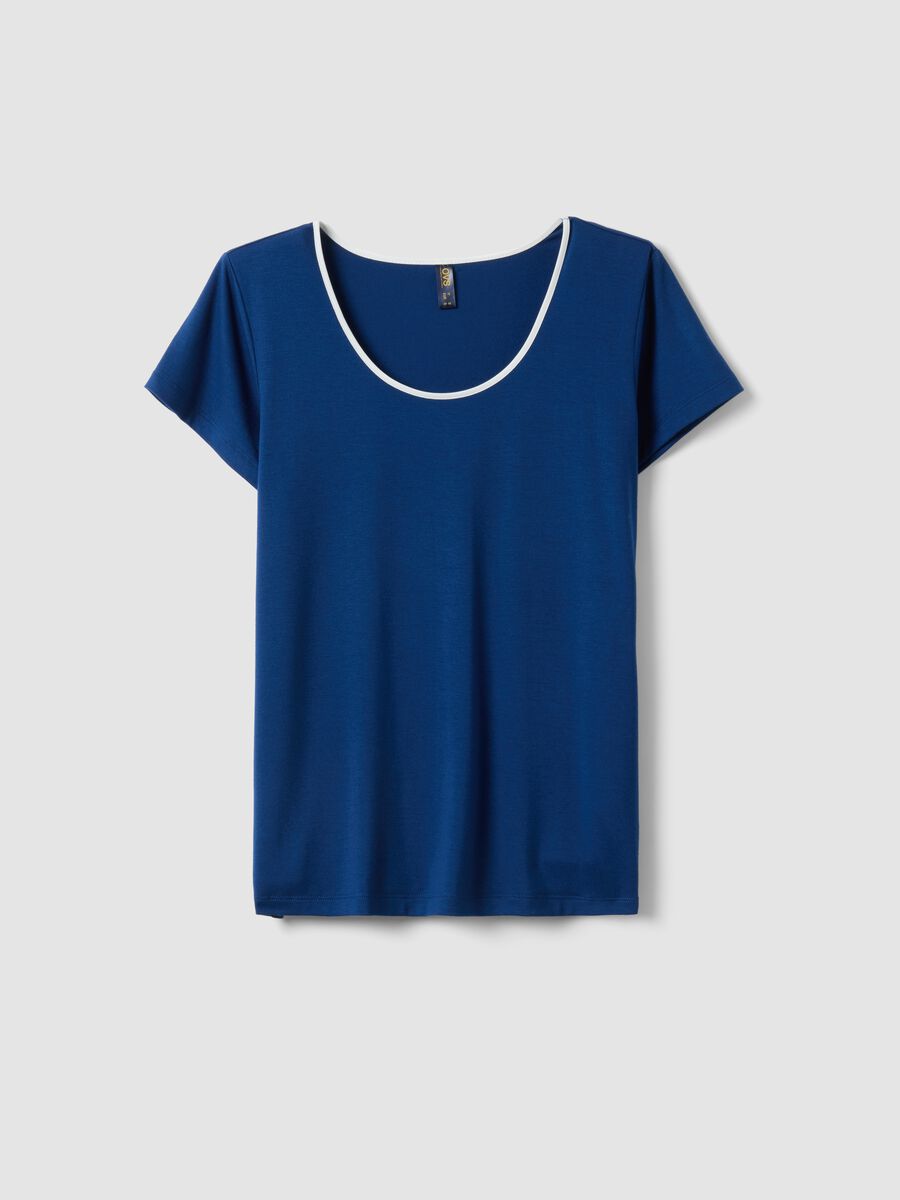 Blue Regular Fit Stretch Viscose Blend Pyjama Top_4