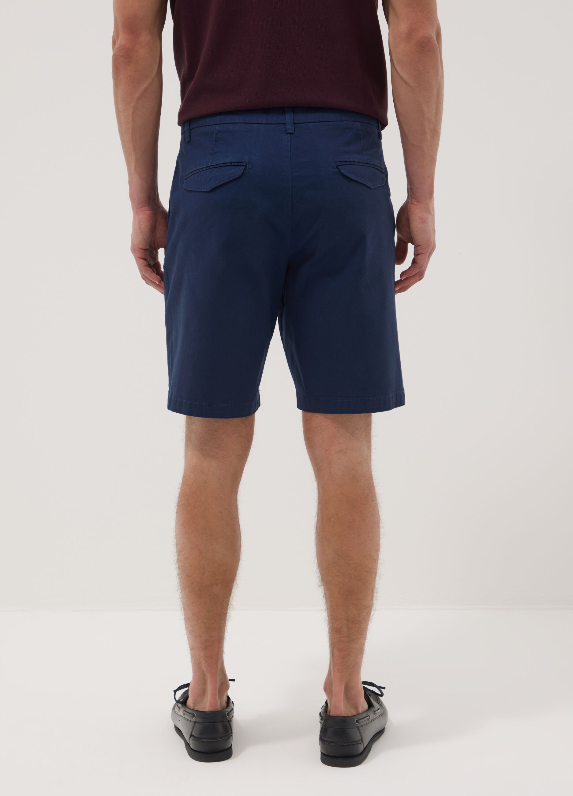 Bermuda chino blu in cotone elasticizzato