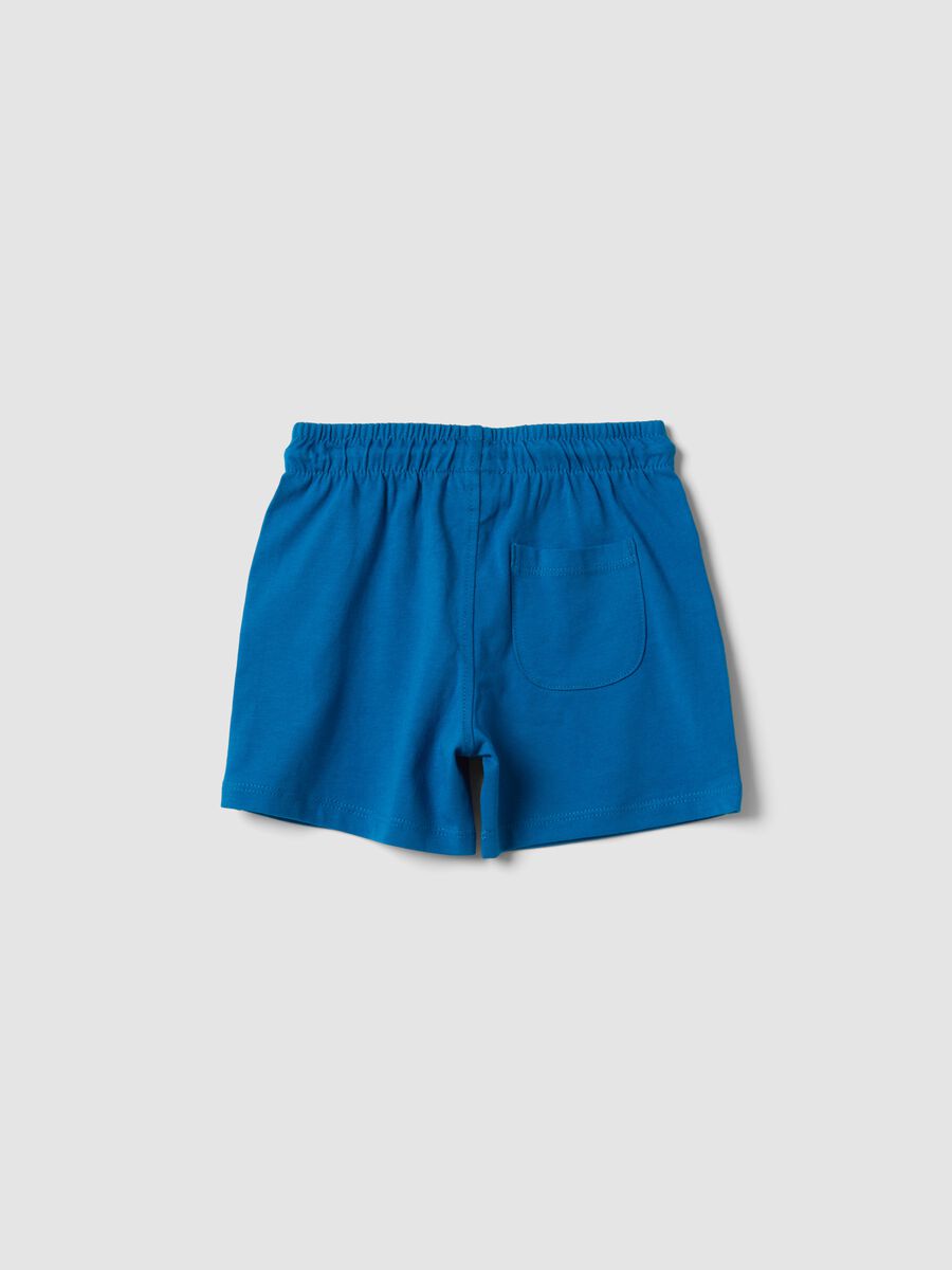 Shorts blu in puro cotone organico con vita elasticizzata per bimbo regular fit_1