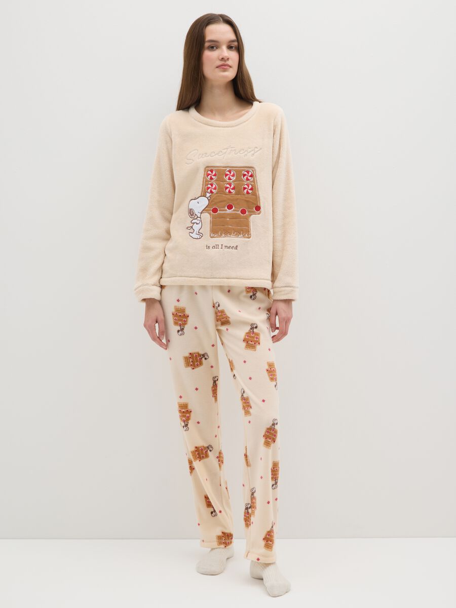 Beige regular fit pyjamas with Snoopy print_0