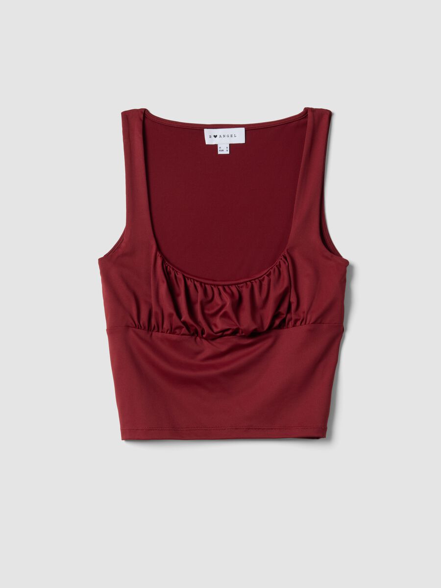 Tank top in tessuto elasticizzato rosso regular fit con pieghe_4