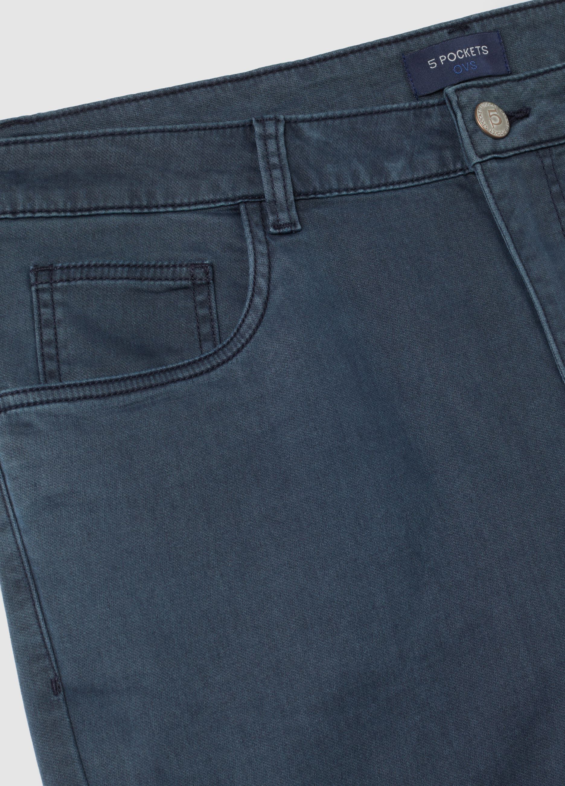 Slim fit blue stretch cotton trousers