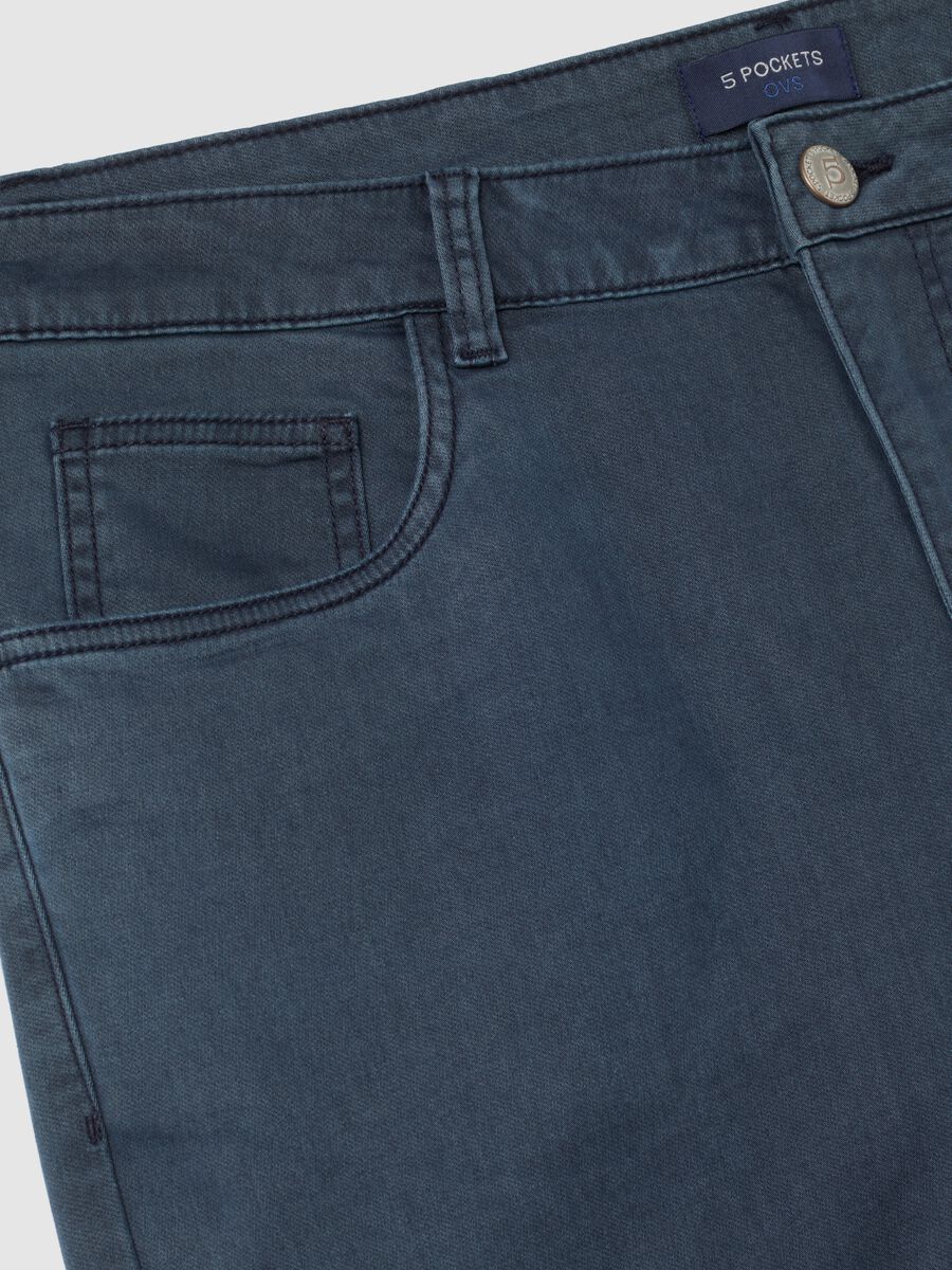 Slim fit blue stretch cotton trousers_1