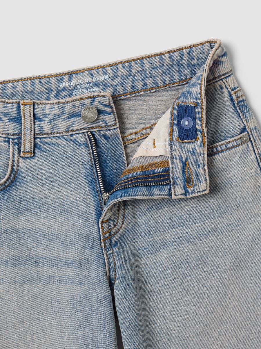 Jeans denim azzurri wide leg in puro cotone per ragazza_4
