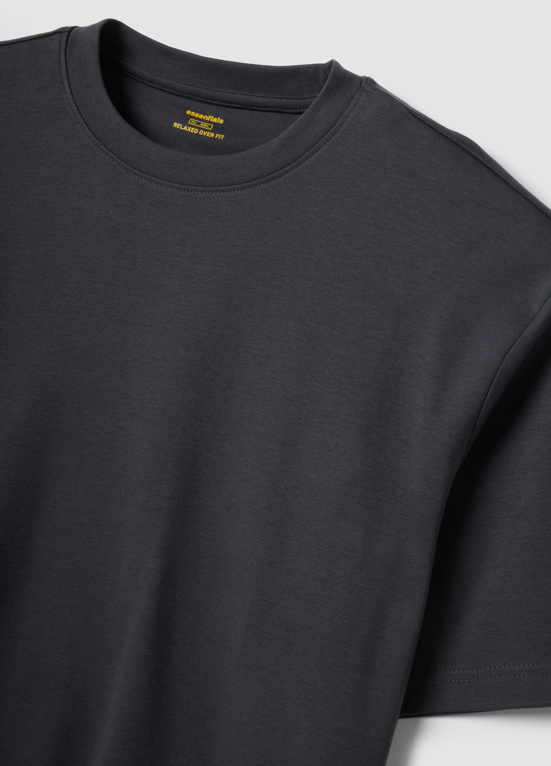 Grey pure cotton short-sleeve T-shirt in a relaxed fit