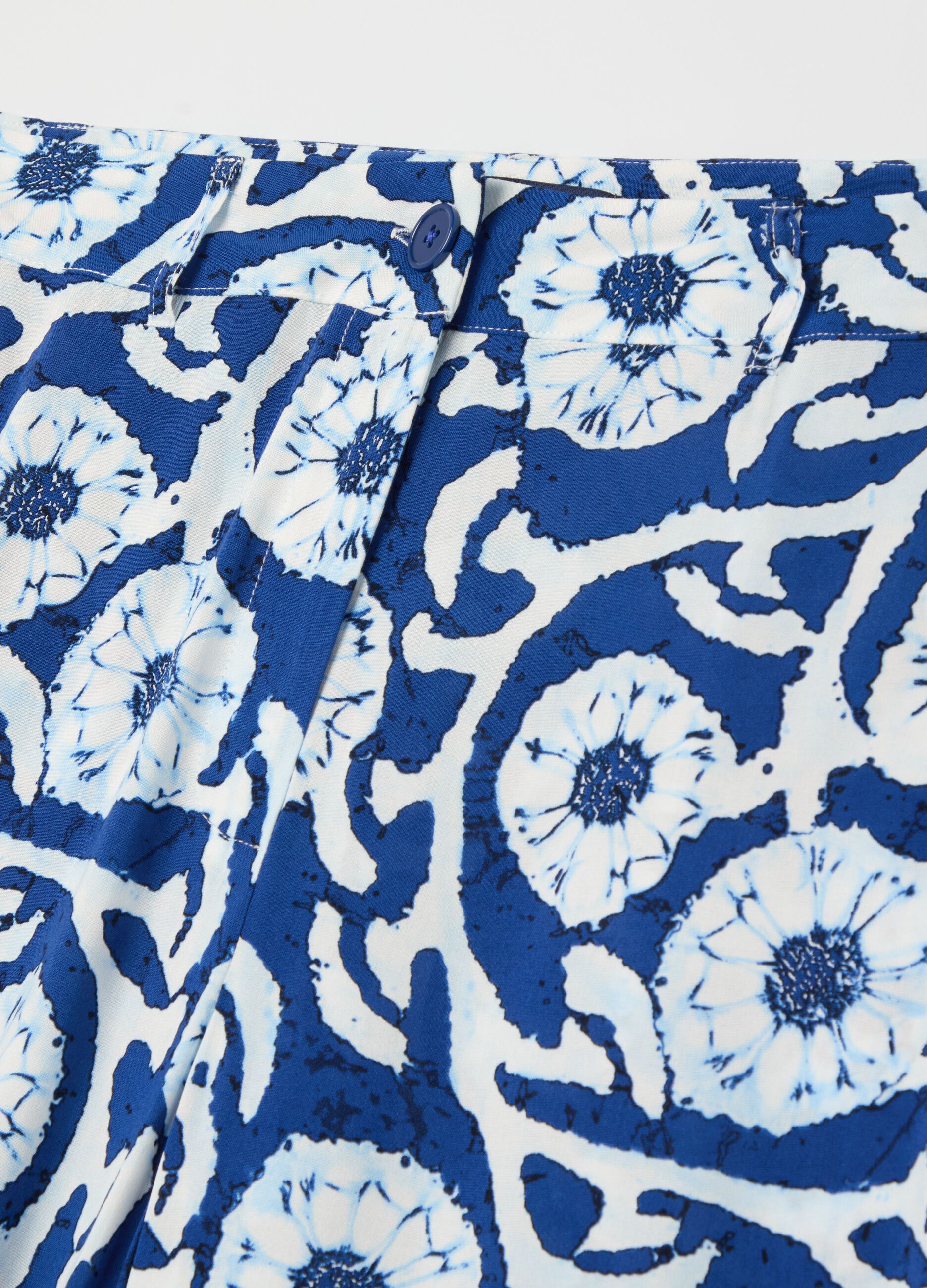 Pantalone palazzo in viscosa stampa grafica