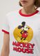 Regular fit white pure cotton t-shirt featuring Mickey Mouse print_3