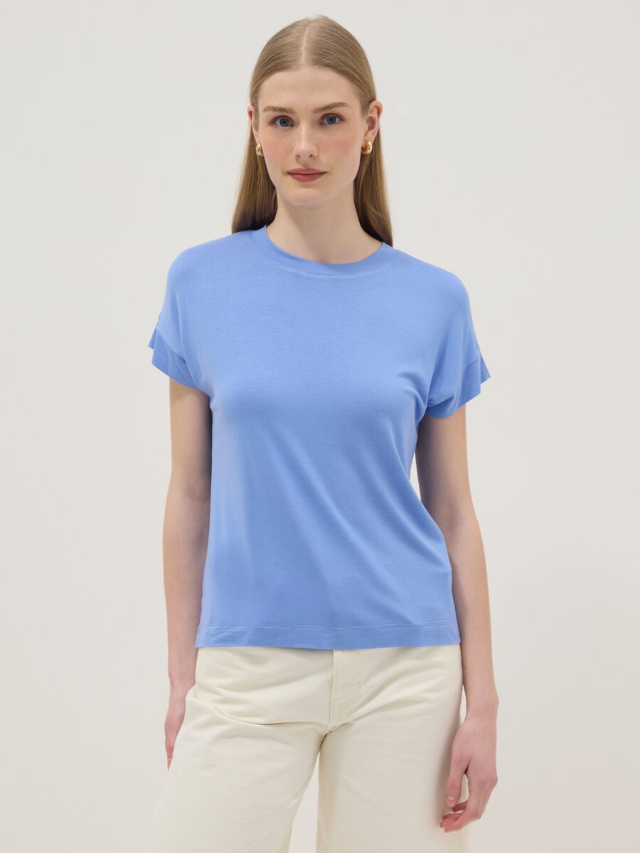 Light blue short-sleeve stretch viscose T-shirt_4