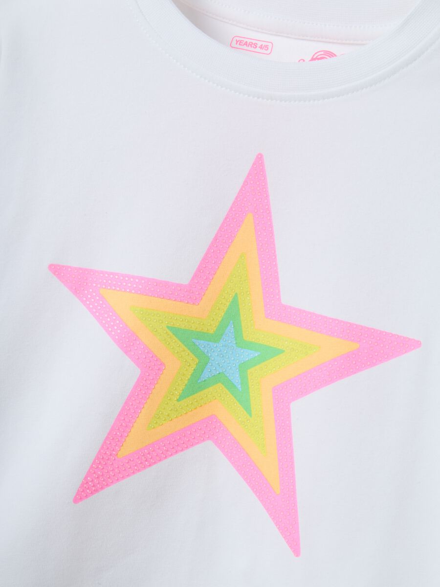 Girls' white stretch cotton boxy fit t-shirt with star_2