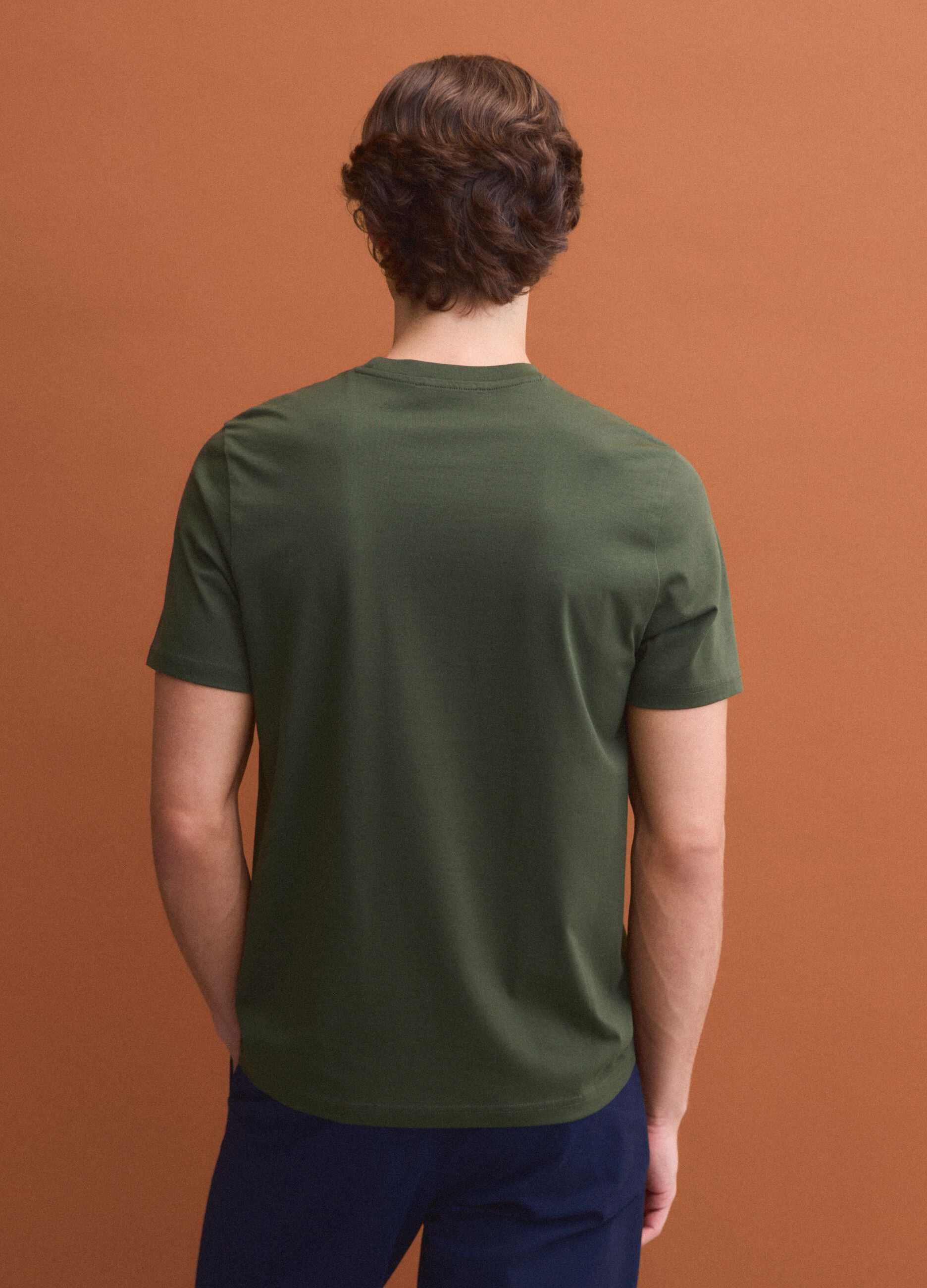 Green Supima Cotton Crew-Neck T-Shirt, Regular Fit