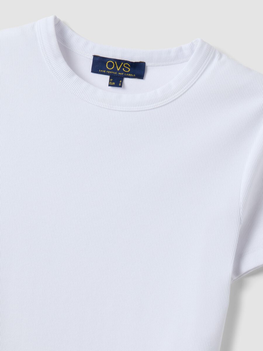 White fitted short-sleeve stretch cotton T-shirt_5