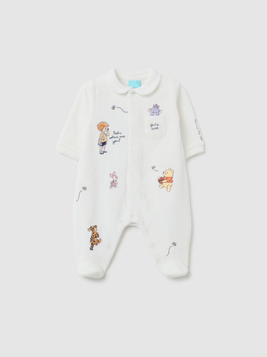 Tutina da neonato in misto cotone bianca con stampe_0