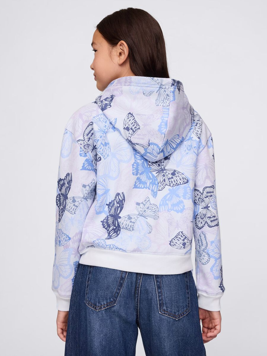 Full-zip azzurra e viola con cappuccio stampa farfalle e ricamo logo_2