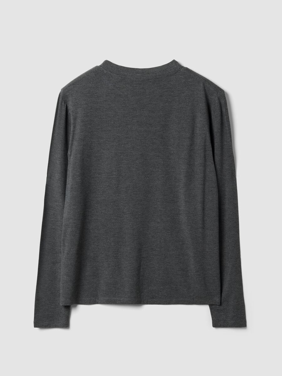 Grey marl stretch viscose crew-neck top_1