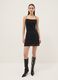 Black mini dress in stretch fabric with rhinestones_1