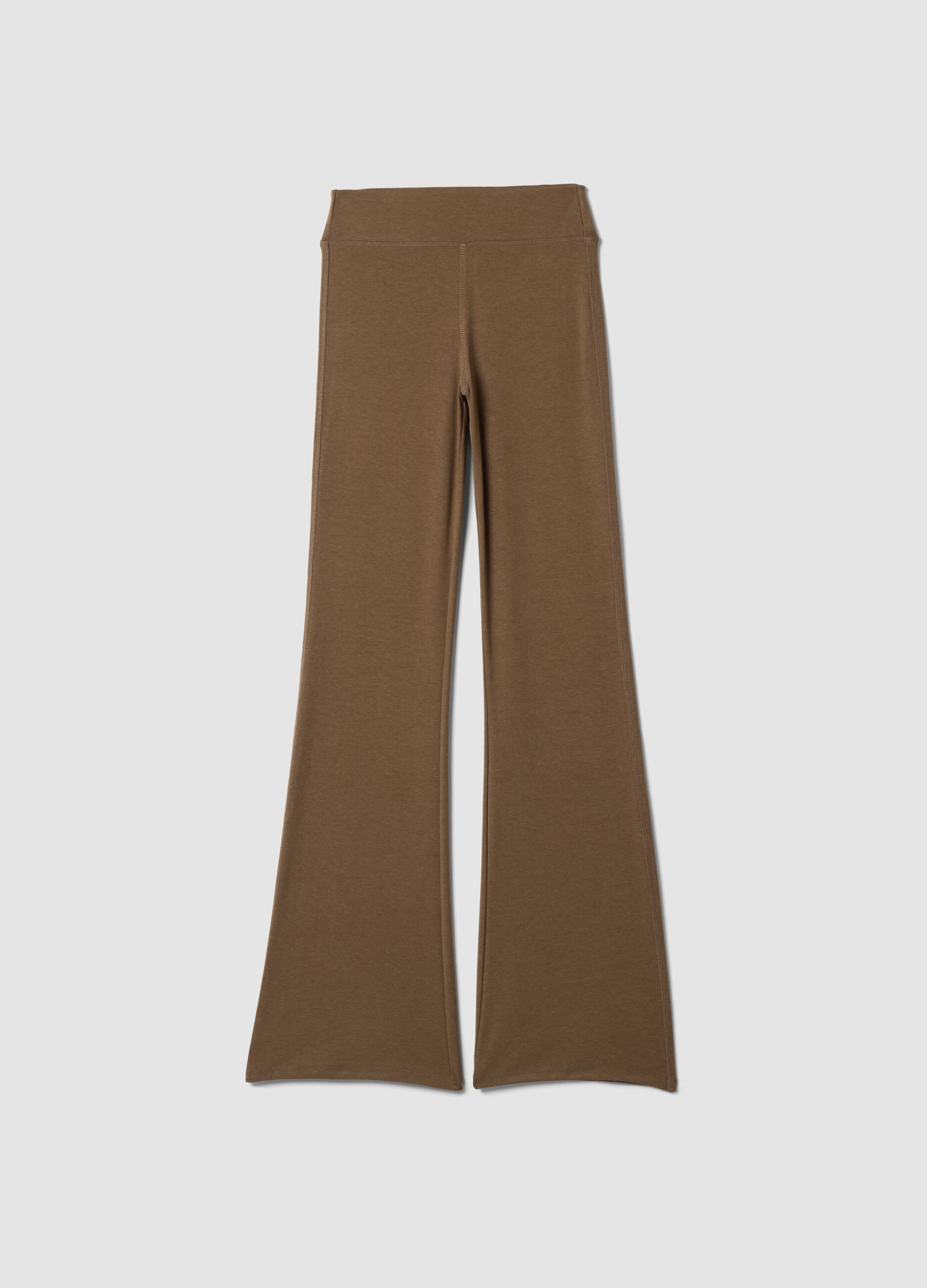 Brown flare-fit leggings in stretch viscose jersey