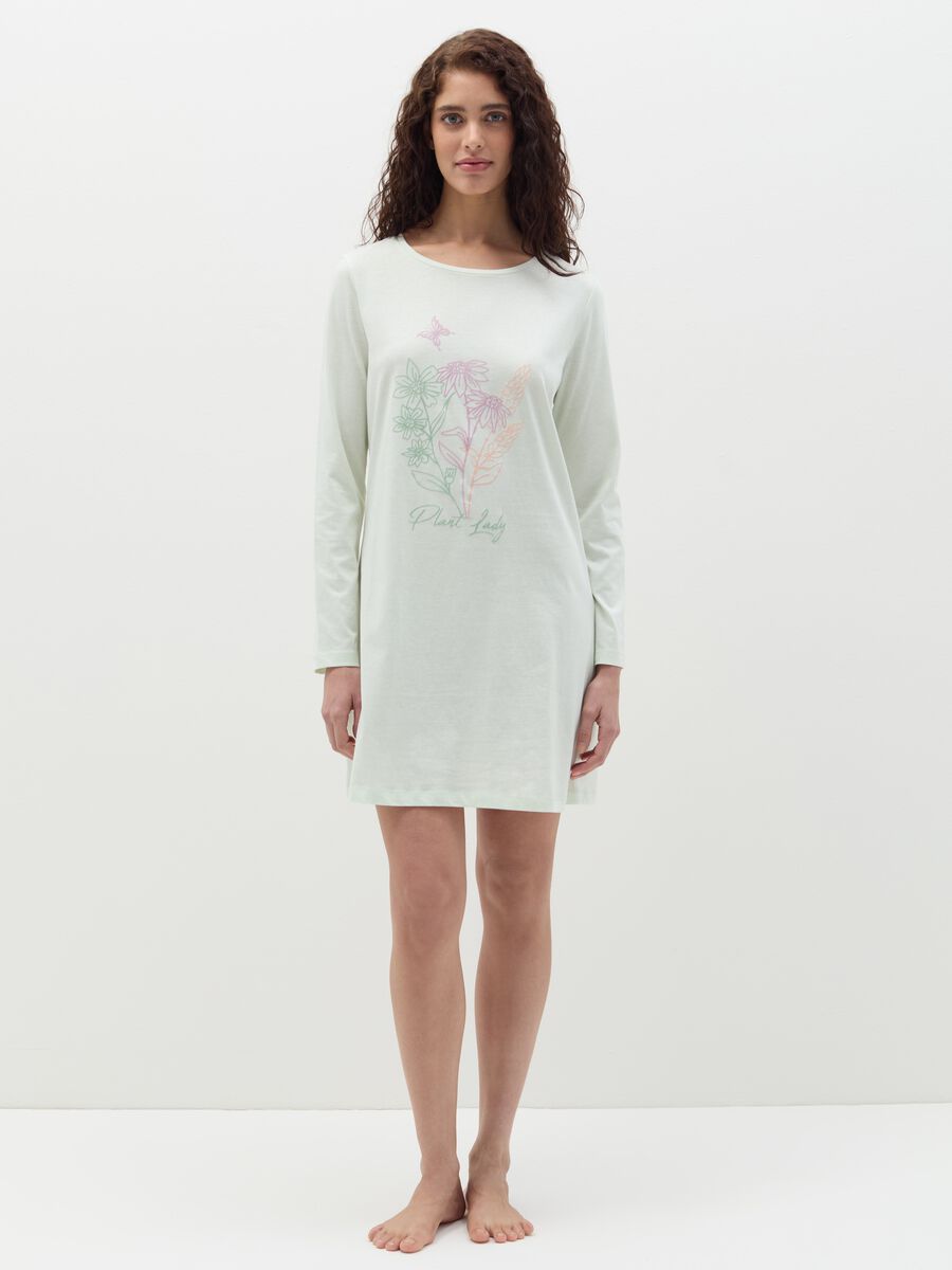 Cotton nightshirt with "Plant Lady” print_0