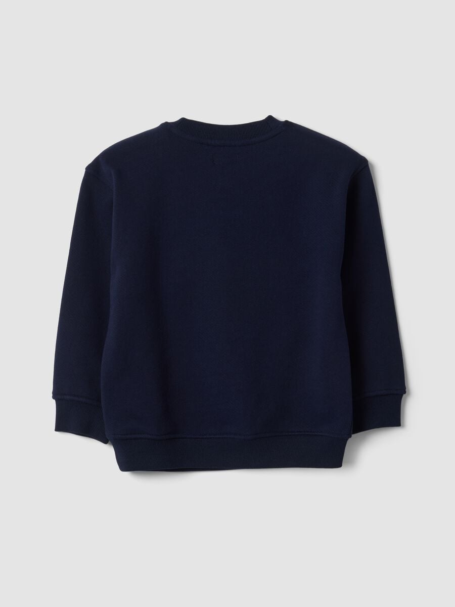 Felpa over blu in puro cotone organico con stampa_2