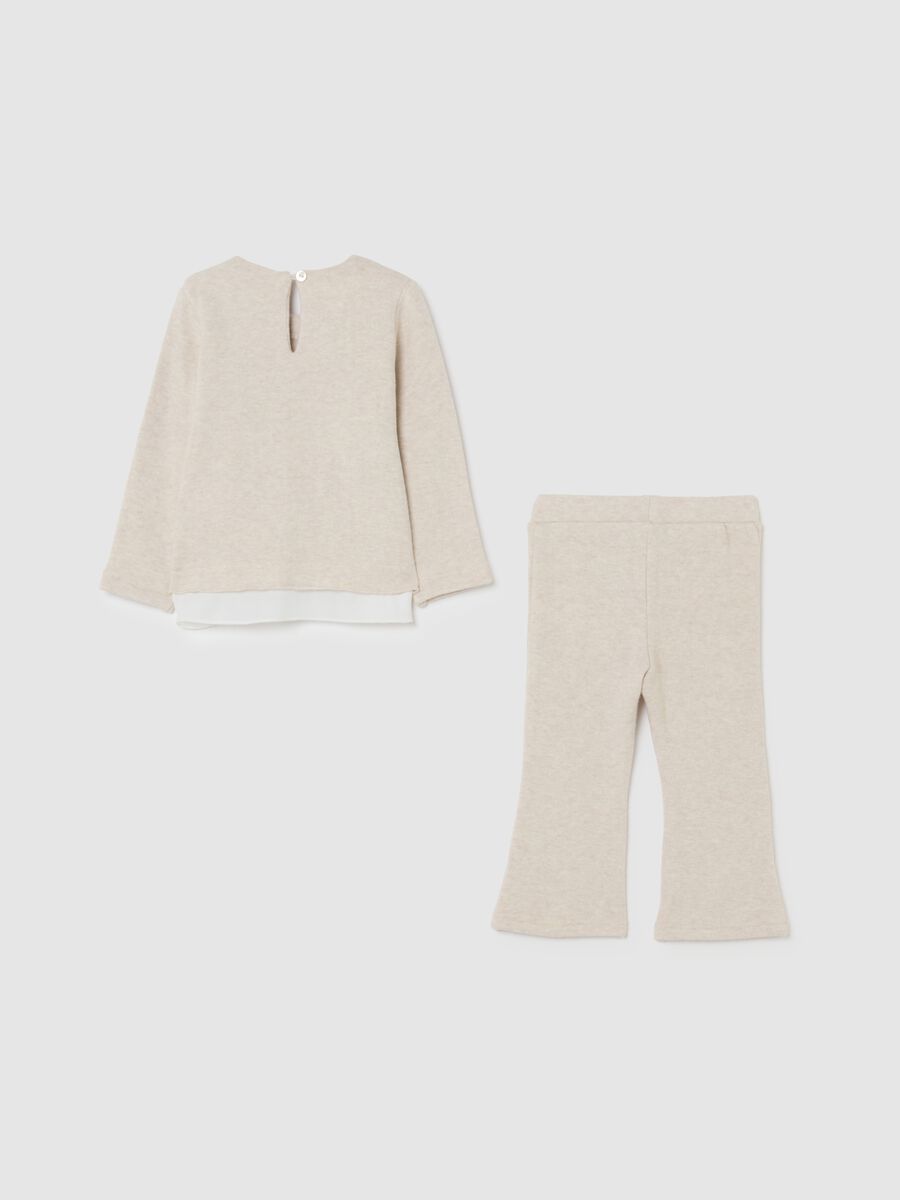 Completo felpa pantalone beige da bimba in misto cotone regular fit_1