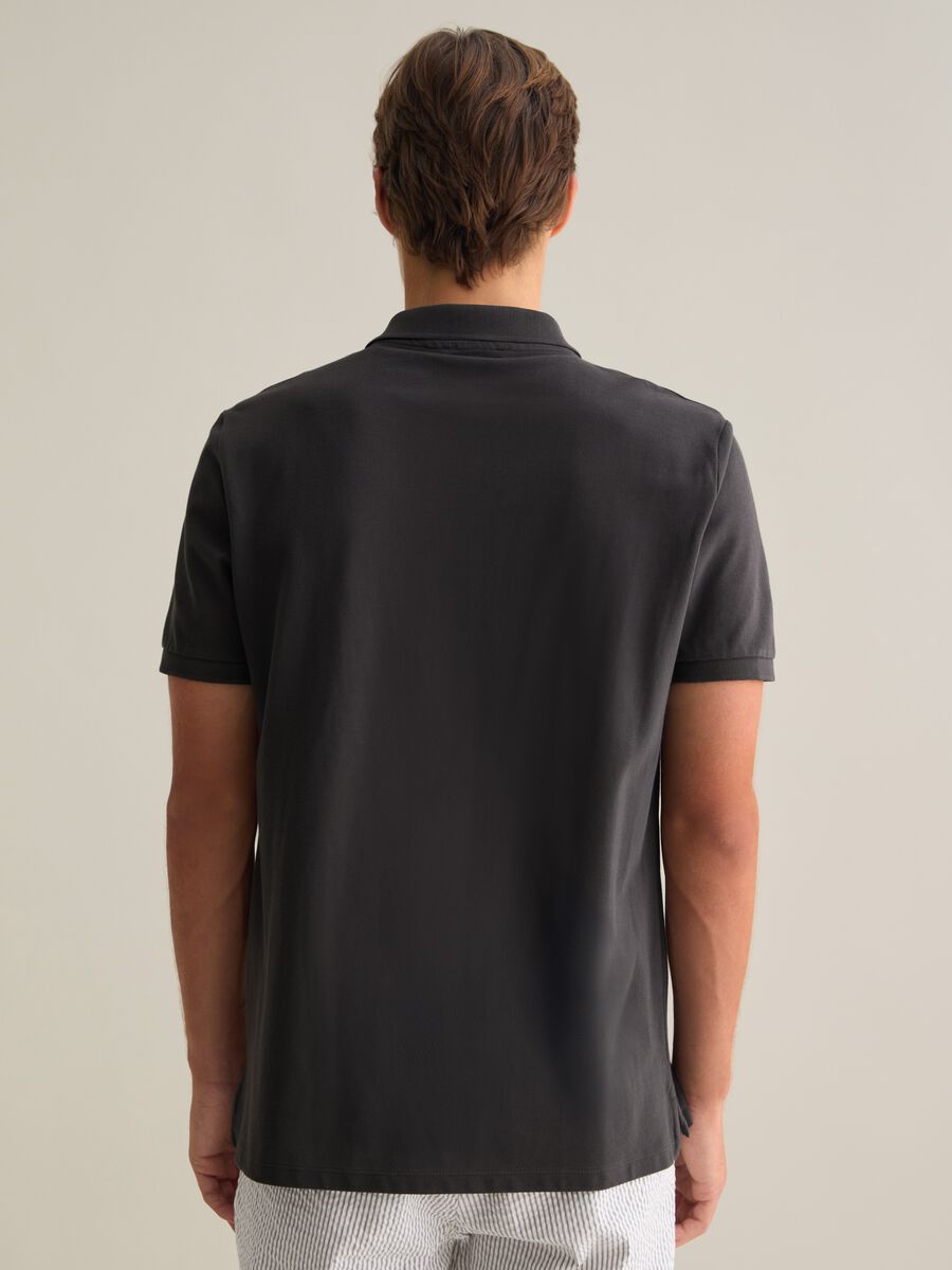 Short Sleeve Grey Polo in Cotton Piquet_2
